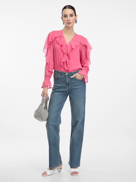 Orsay Rožnata ženska bluza z volani ORSAY