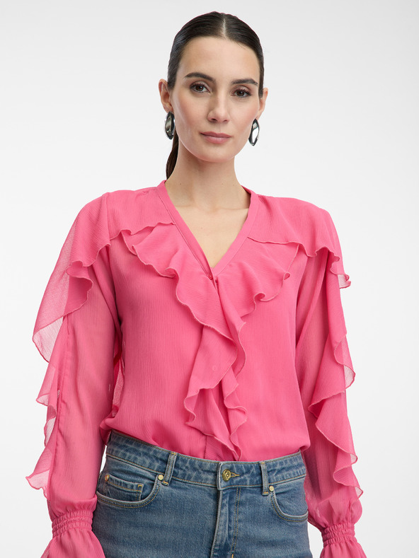 Orsay Rožnata ženska bluza z volani ORSAY