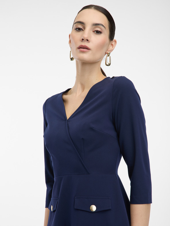 Orsay Temno modre ženske obleke do kolen ORSAY