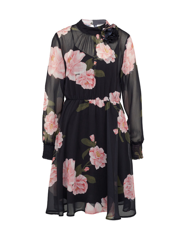 Orsay Črne ženske cvetlične obleke do kolen ORSAY