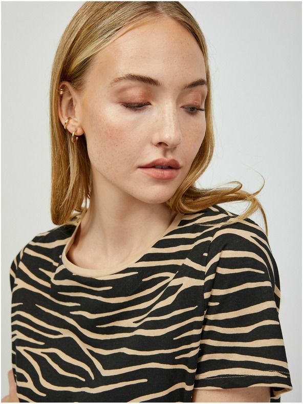 Orsay Bež-črna majica z živalskim vzorcem ORSAY