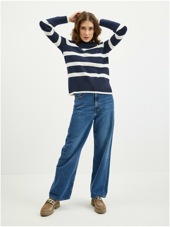 Orsay Belo-moder ženski črtast pulover ORSAY