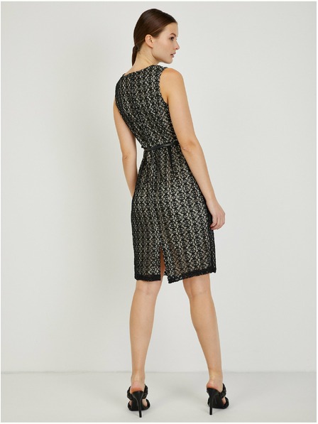 Orsay Bež-črna ženska ovita obleka s pasom ORSAY