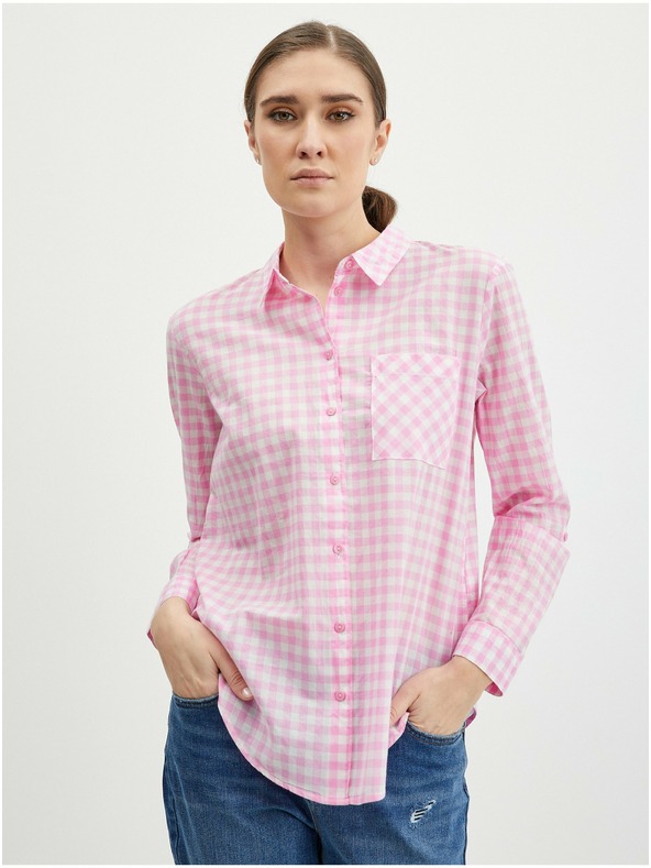 Orsay Svetlo rožnata ženska karirasta srajca ORSAY