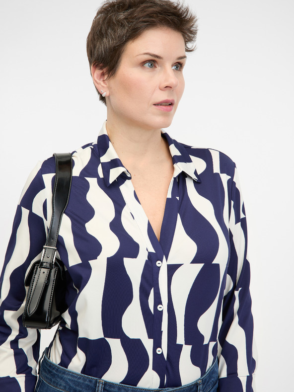 Orsay Temno modra ženska bluza z ovratnikom ORSAY