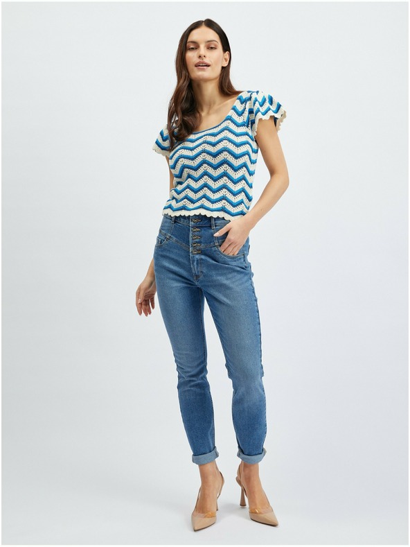 Orsay Modro-bela ženska vzorčasta puloverska majica ORSAY