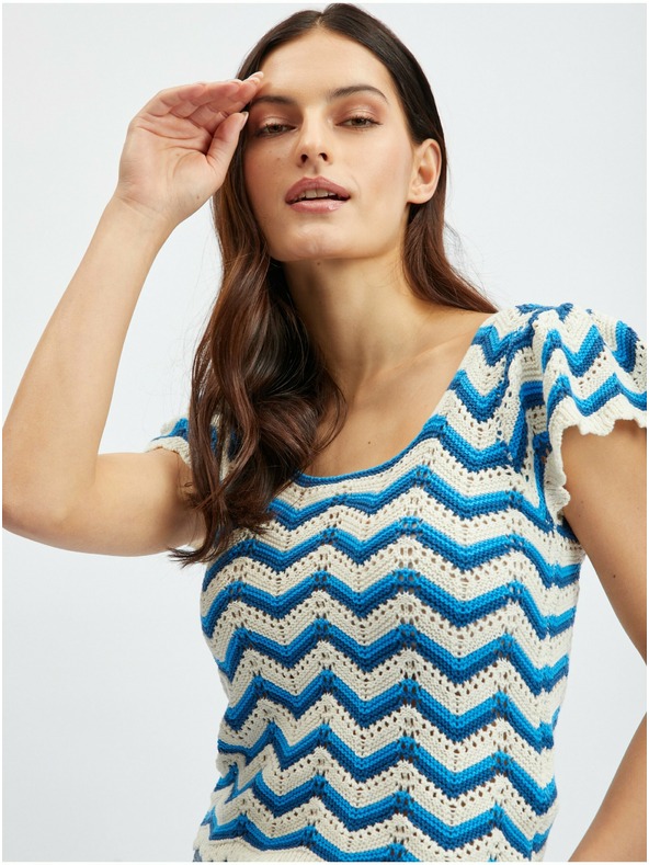 Orsay Modro-bela ženska vzorčasta puloverska majica ORSAY