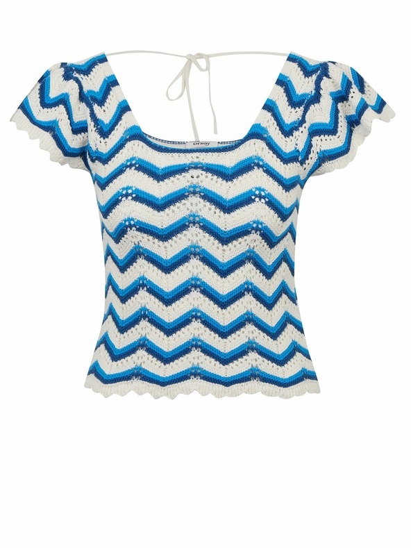 Orsay Modro-bela ženska vzorčasta puloverska majica ORSAY