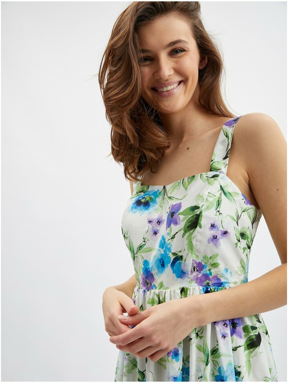 Orsay Modro-kremaste ženske cvetlične obleke ORSAY