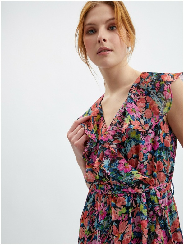 Orsay Rdeče-črna ženska cvetlična obleka ORSAY