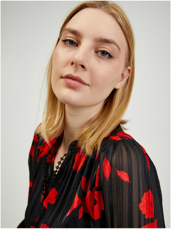 Orsay Rdeče-črna ženska cvetlična bluza ORSAY