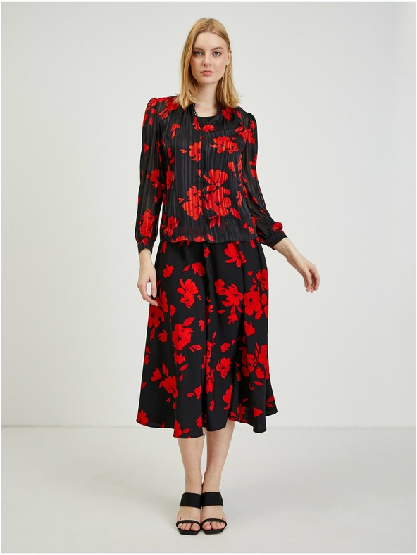 Orsay Rdeče-črna ženska cvetlična bluza ORSAY
