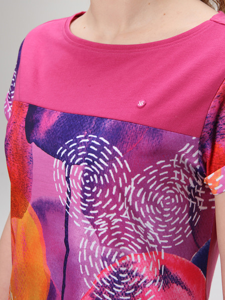 Loap Temno roza ženska poletna obleka z vzorcem LOAP ANNABELLE