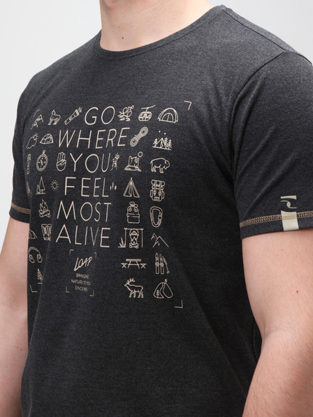 Loap Črna moška majica z vzorcem LOAP Alexus