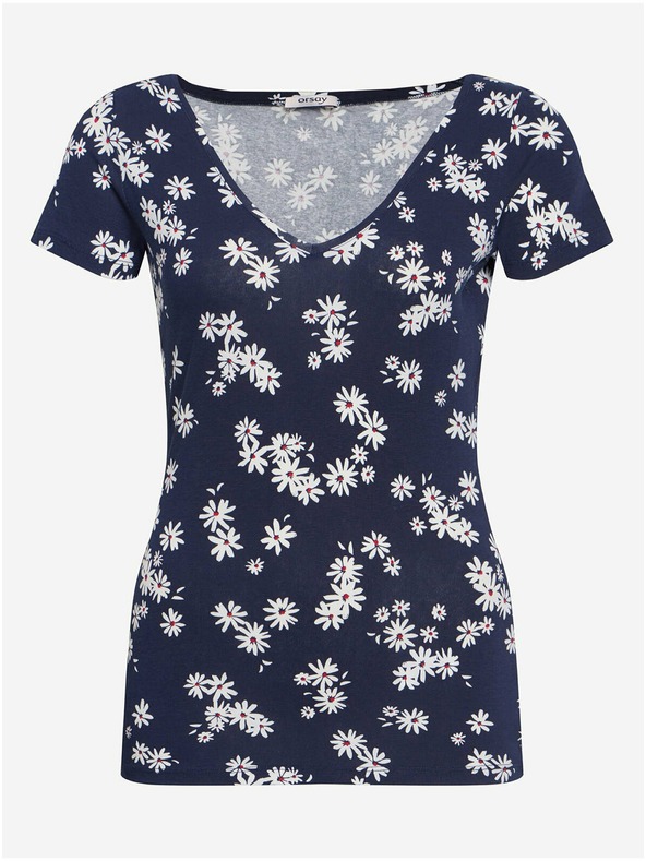 Orsay Temno modra cvetlična majica ORSAY