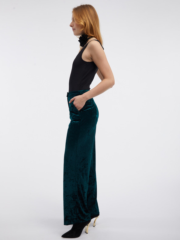 Orsay Zelene ženske žametne hlače ORSAY