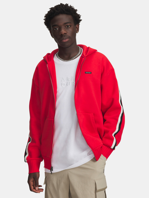 Under Armour Moški pulover  Under Armour UA Icon Heavy Rib FZ-RED