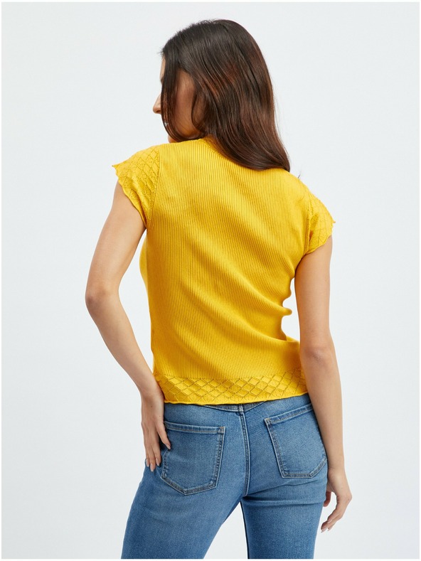 Orsay Rumena ženska majica s stoječim ovratnikom ORSAY