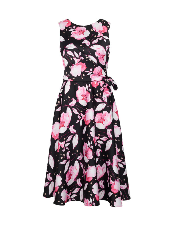 Orsay Roza in črna ženska cvetlična midi obleka ORSAY