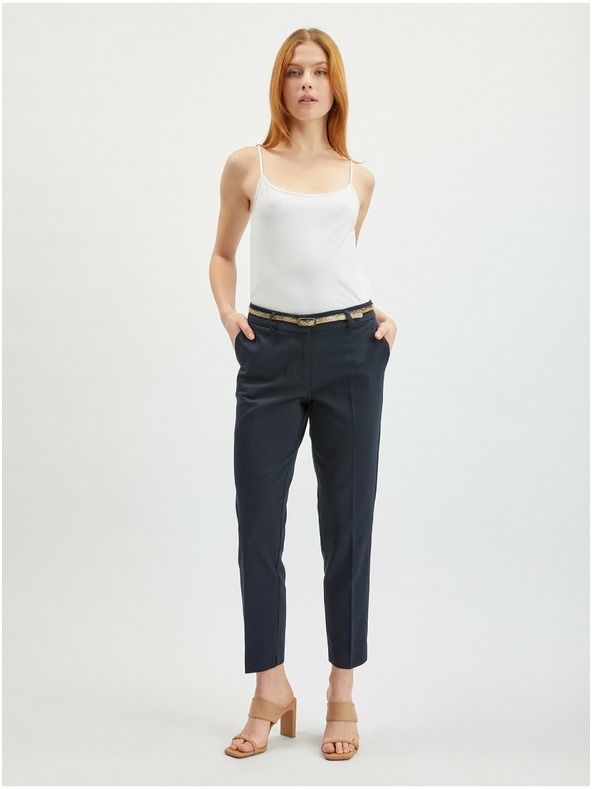 Orsay Temno modre ženske chino hlače s pasom ORSAY