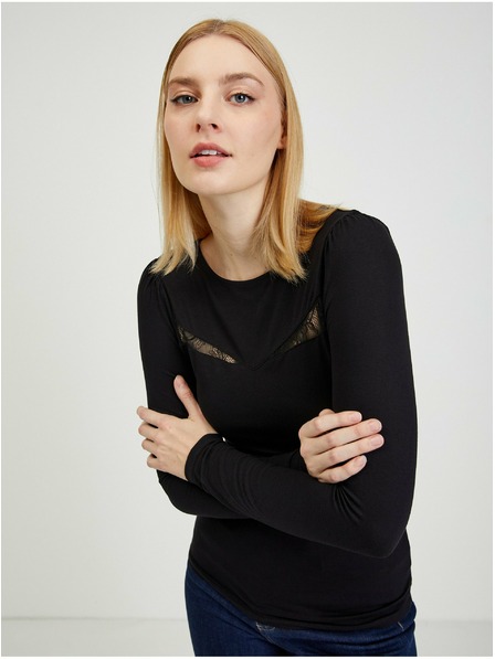 Orsay Črna ženska majica s čipko ORSAY