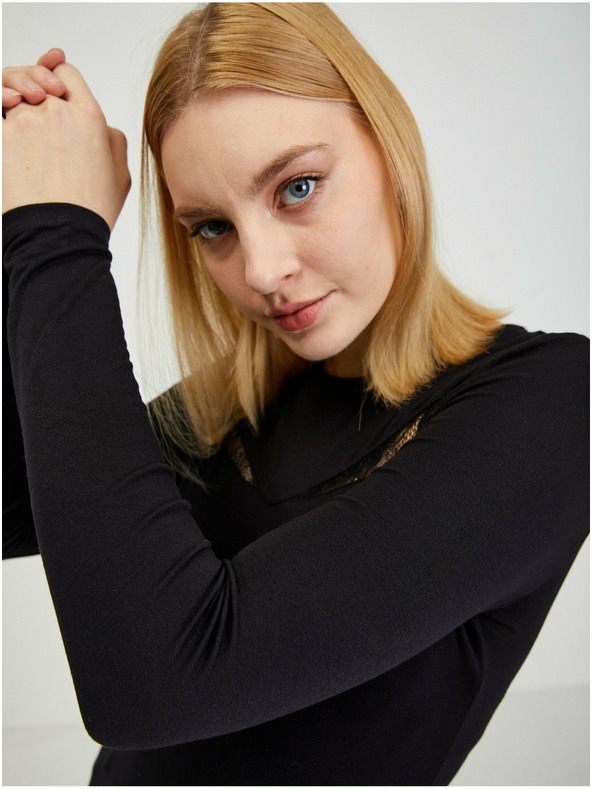 Orsay Črna ženska majica s čipko ORSAY