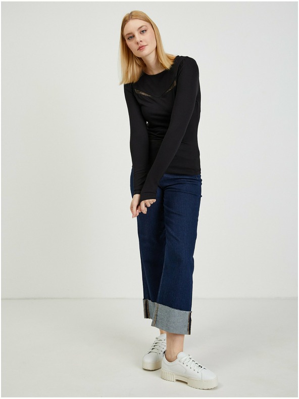 Orsay Črna ženska majica s čipko ORSAY