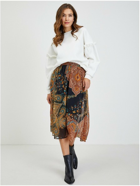 Orsay Črno-rjavo žensko vzorčasto midi krilo ORSAY