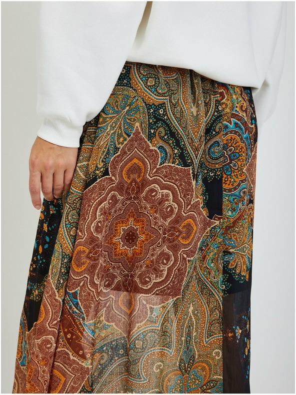 Orsay Črno-rjavo žensko vzorčasto midi krilo ORSAY