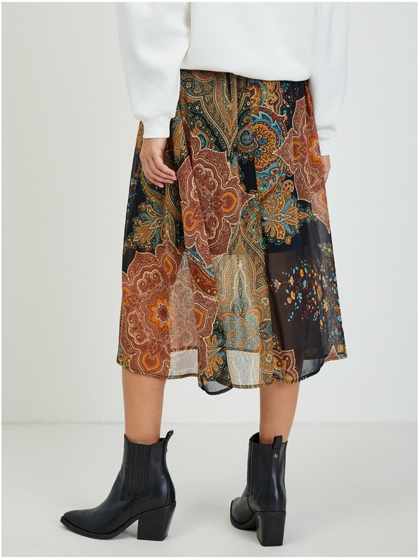 Orsay Črno-rjavo žensko vzorčasto midi krilo ORSAY