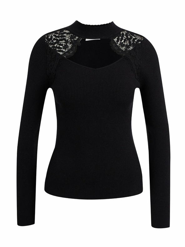 Orsay Črn ženski lahkoten pulover s čipko ORSAY