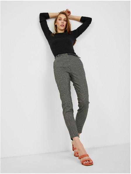 Orsay Belo-črne ženske vzorčaste hlače ORSAY