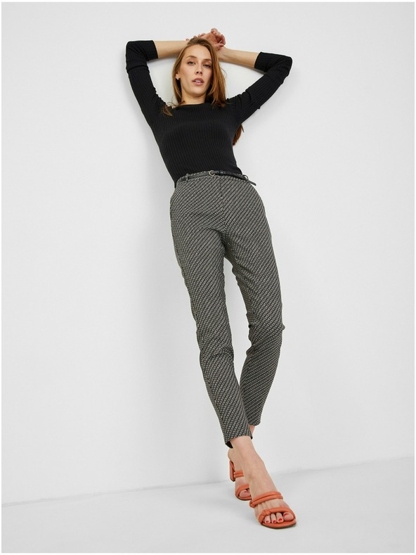 Orsay Belo-črne ženske vzorčaste hlače ORSAY