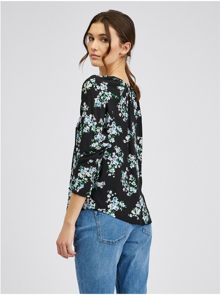 Orsay Črna ženska cvetlična bluza ORSAY