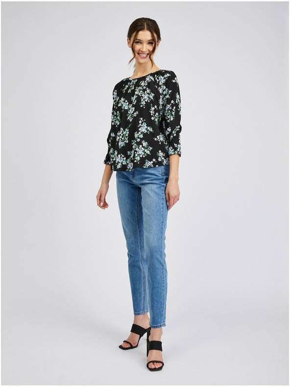 Orsay Črna ženska cvetlična bluza ORSAY