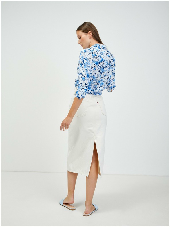 Orsay Belo-modra cvetlična srajca z vozlom ORSAY