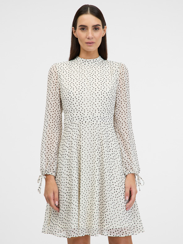 Orsay Krem ženska obleka do kolen ORSAY