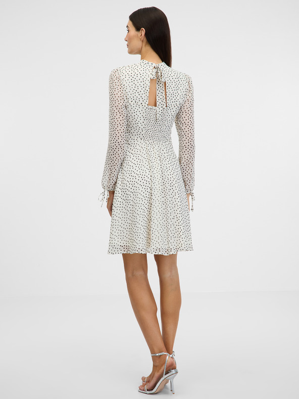 Orsay Krem ženska obleka do kolen ORSAY