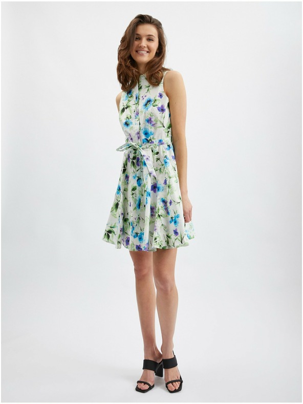 Orsay Modro-kremaste ženske cvetlične obleke ORSAY