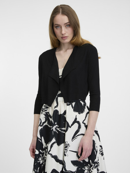 Orsay Črn ženski vzorčast skrajšan kardigan ORSAY