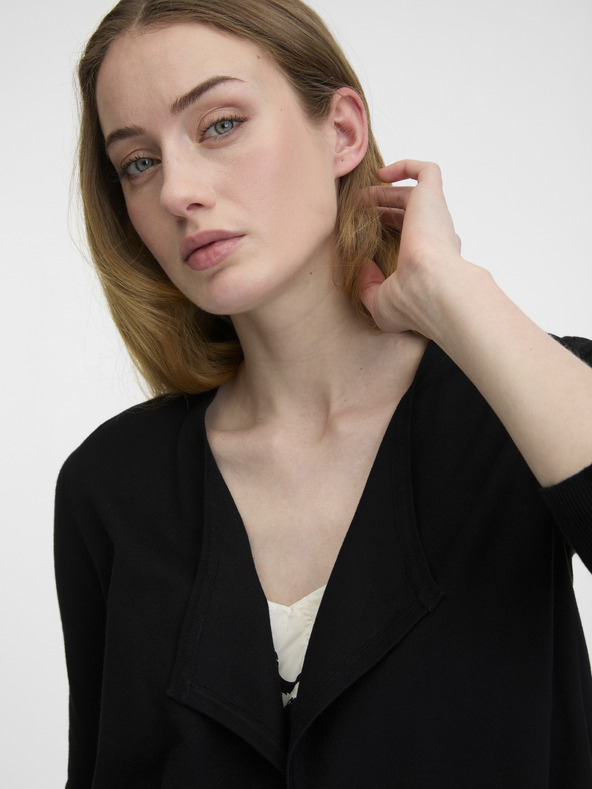 Orsay Črn ženski vzorčast skrajšan kardigan ORSAY