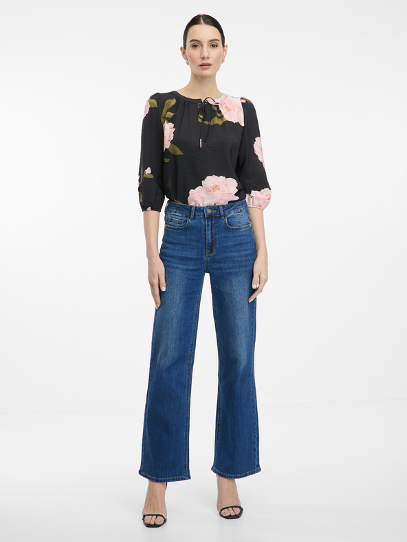 Orsay Črna ženska bluza s cvetličnim vzorcem ORSAY