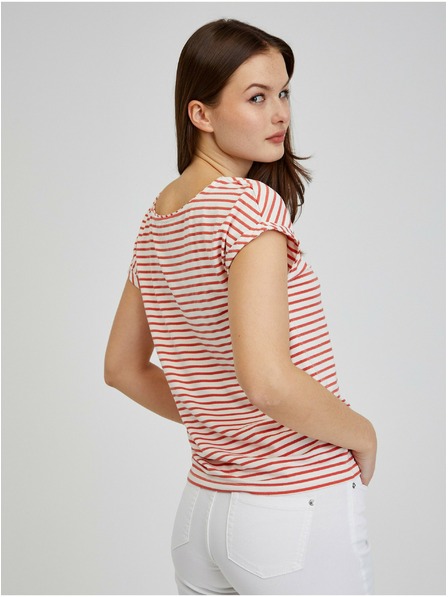 Orsay Rdeče-bela ženska črtasta majica ORSAY