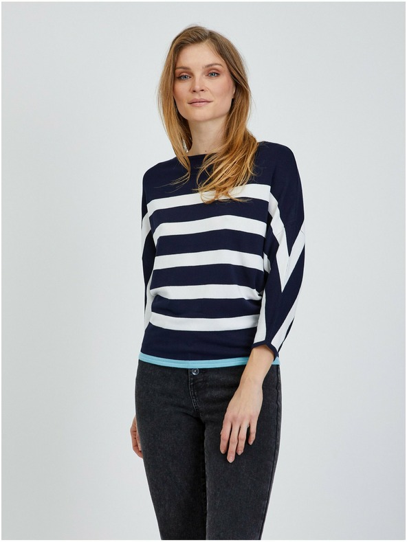 Orsay Belo-moder lahek črtast pulover ORSAY