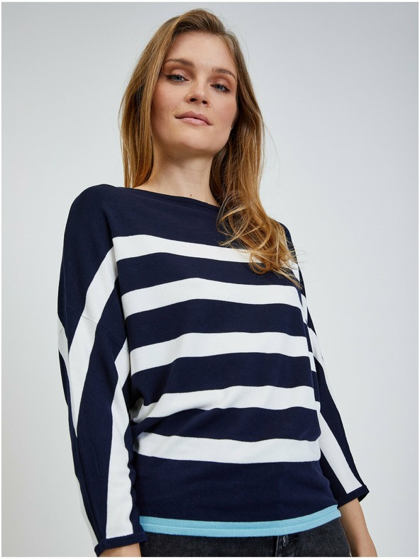 Orsay Belo-moder lahek črtast pulover ORSAY