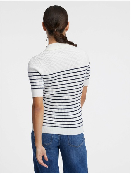 Orsay Krem ženska črtasta pletena polo majica ORSAY