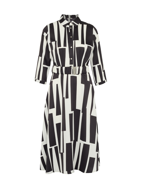 Orsay Črna ženska vzorčasta obleka do kolen ORSAY