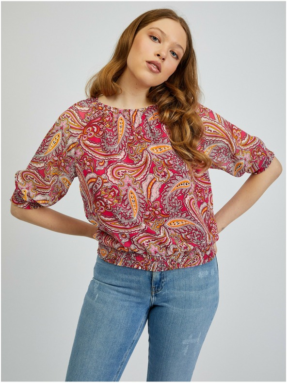 Orsay Rdeče-rožnata ženska vzorčasta bluza ORSAY