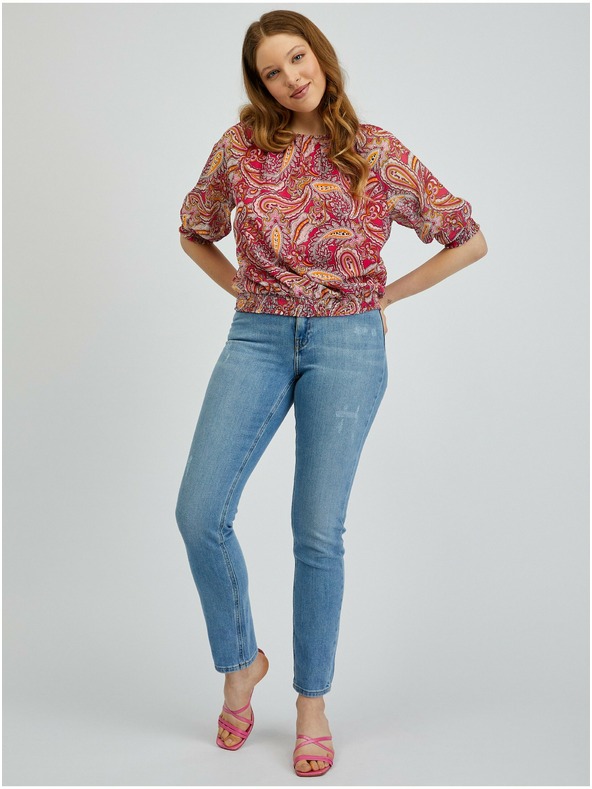 Orsay Rdeče-rožnata ženska vzorčasta bluza ORSAY