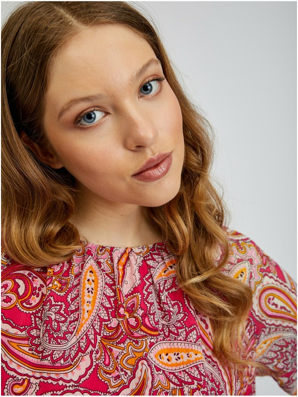 Orsay Rdeče-rožnata ženska vzorčasta bluza ORSAY